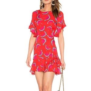 Tanya Taylor Red Printed Lissy Dress